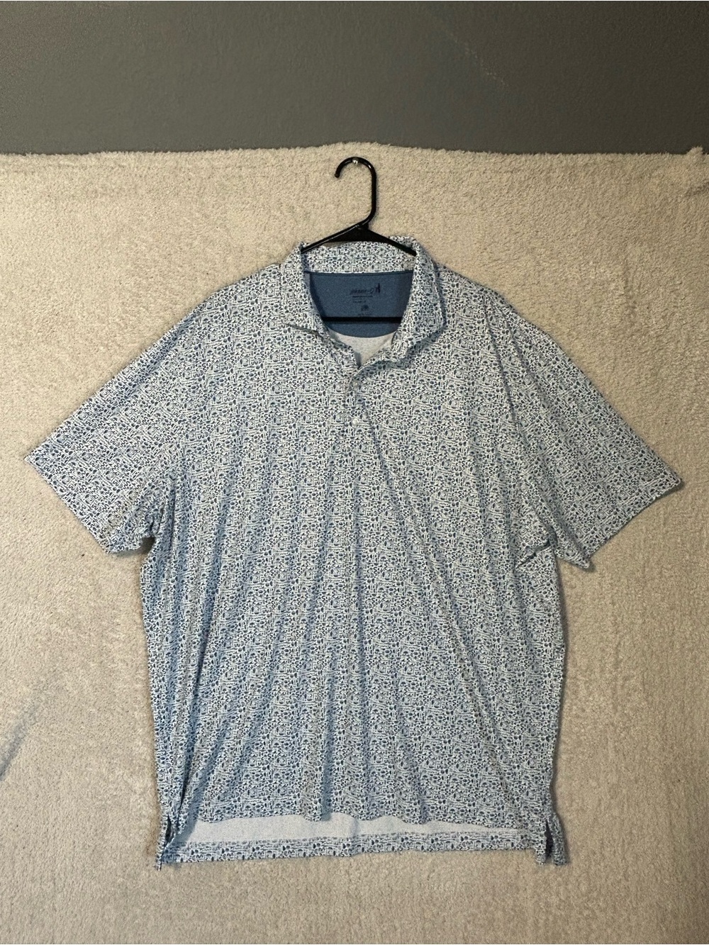 Johnnie-O Performance Golf Polo Men’s Size XXL White And Blue Upf   50.